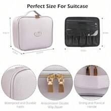 Travel Cosmetic Train Case With Lighted Mirror 3 Color Scenarios Cosmetic Bag Organizer With Adjustable Dividers Makeup Storage For Women, Makeup Accessories & Tools Case Violet Grey