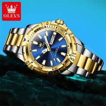 OLEVS Original Luxusmarken-Uhr für Herren, wasserdicht, Edelstahl, klassisch-Lässig, Quarz-Armbanduhr, Business-Datum-Woche, Herren-Uhr, Geschenk