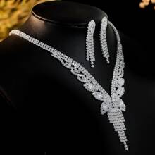 1 Set Bride Jewelry Necklace & Earrings Accessories, Versatile & Elegant Suite