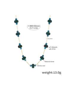 Vintage Niche, Half Pearl Tourmaline, Natural Stone Necklace For Women, Stainless Steel Plated 18k , Collarbone Chain Jewelry,Ladies' Daily Party Accessories, Fashionable Jewelry, Best Friend Gifts - Gold - View 16