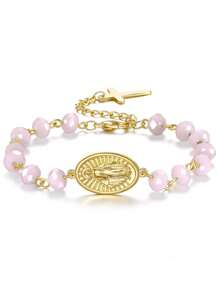 1PC Pulseira com pingente de cruz Maria elegante e simples, joia elegante e delicada, adequada para festas, uso diário para dar às mulheres presentes de Natal