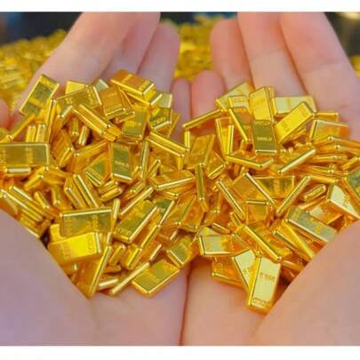 50 件/100 件假金条派对礼品盒，模拟箔金礼盒糖果盒装饰盒，逼真的复制金砖金条电影道具风水财富装饰合金金属镇纸新奇礼物笑话