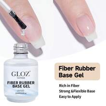 GLOZ 15ML Fiber Rubber Base Gel Nail Strengthener Nail Polish Repair Nail Growth Treatment For Thin And Damaged Nails Gifts For Women