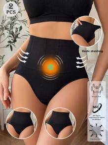 2pcs Women Plus Size Seamless Butt Lifting Sexy Underwear, Breathable Athletic Casual Comfortable Panties - Black - View 6