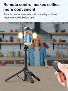 AXNEN Tripé de Selfie Portátil de 51" com Luz de LED, Rotação de 360°, Suporte de Celular Destacável, Tripé de Celular Versátil Extensível e Retrátil com Controle Remoto Sem Fio Compatível com iPhone e Smartphones Android/Câmera/GoPro