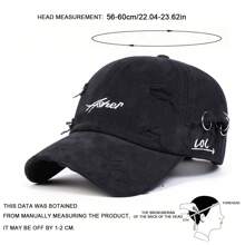 AR 1pc Men's Iron Ring Baseball Cap, Distressed Embroidery Sports Hat, Adjustable Outdoor Sun Protective Casual Cap, Suitable For Spring/Autumn Trips, Travel, Beach, Party