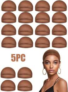 Stretchy Nylon Wig Caps For Women – Breathable & Secure Stocking Caps For Lace Front Wigs, Available In Black, Beige, Dark Brown (5~100pcs) - Multicolor - View 16