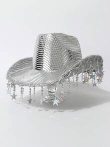 1pc [Cowboy Hat]Studded Punk Casual Hat Knit Western Cowboy Hat Wide Brim Sunhat Riding Cap Party Cowboy Hat Cowgirl Hat Halloween - Multicolor - View 14