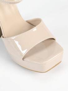 Giày sandal cao gót đế xuồng chống thấm nước, đính đá, kiểu dáng mùa xuân/hè, thoải mái. - Màu be - Xem 4