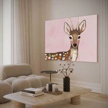 1 Pc Framed Pastel Watercolor Baby Forest Deer Fawn Nature Animals Illustrations Modern Wall Art Textured Canvas Poster Painting Wall Decor For Bedroom Living Room, Ready To Hang