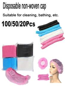 100/50/20pcs, Pink Disposable Non-Woven Caps, For Artistic Makeup, Eyebrow Microblading, Tattoo Supplies, Shower Caps, Elastic Shower Hair Caps, Waterproof Salon Styling Caps, Hair Treatment Caps, Hotel Hair Caps, Multiple Options, Valentine's Day Party, Home Decor, Home Gifts - Pink - View 10