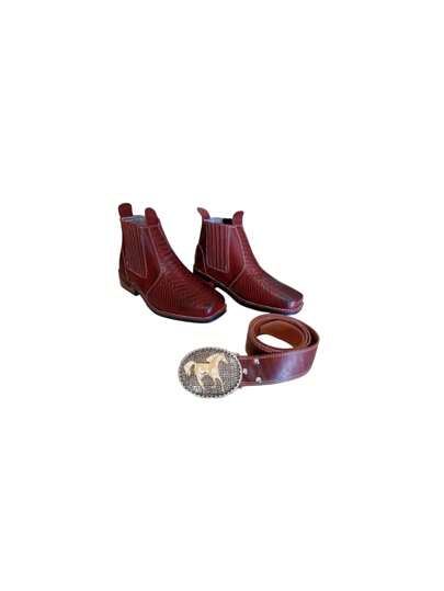 botina country com estampa de cobra mais cinto country couro legitimo, fivela grande cavalo