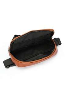 1pc Casual Plain Color Men's Chest Bag, PU Leather, Water-Resistant Waist Pouch, Sport Backpack, Crossbody Bag, Suitable For Sports, Fitness, Hiking, Travel, Shopping - Multicolor - View 12