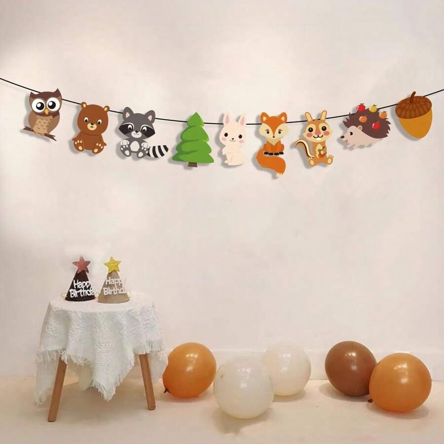 Paper Forest Party Banner: Ideal For Birthday Celebrations - Includes Foxes, Badgers, Raccoons, Owls & More!