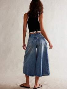 Vaqueros acampanados de estilo retro americano para mujeres de estatura baja, cintura alta, ajuste relajado, bajo sin acabar, longitud 7/8, para verano