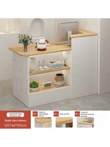 Mueble De Recepción Moderno Para Oficina Con Cajones 120cm - Blanco - Ver 9