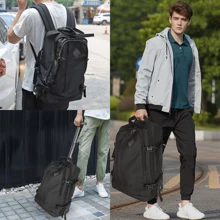 JLY Versatile Rolling Travel Backpack | Lightweight, Durable Nylon, Splash-Resistant | 2-In-1 Design For Carry-On & Daily Use | Includes Free Security Lock (Black) - Black - View 10