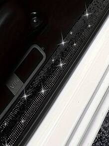 حماية سقف باب السيارة بطول 60 سم مزينة بالبللور واليشم واليشم - لاصقة ذاتية، من مواد بلاستيكية قابلة للتقطيع للجانب الأيسر من المركبة