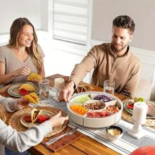 Rotating Snack Tray With Lid And Handle - Multi-Compartment Fruit And Vegetable Serving Platter, PP Material - Ideal For Tacos, Christmas Parties, And Travel Picnics, Taco Holder