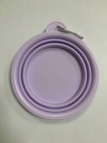 1 件可折叠宠物硅胶狗食水碗户外露营旅行便携式折叠用品碗带登山扣 - 彩色 - 查看 6