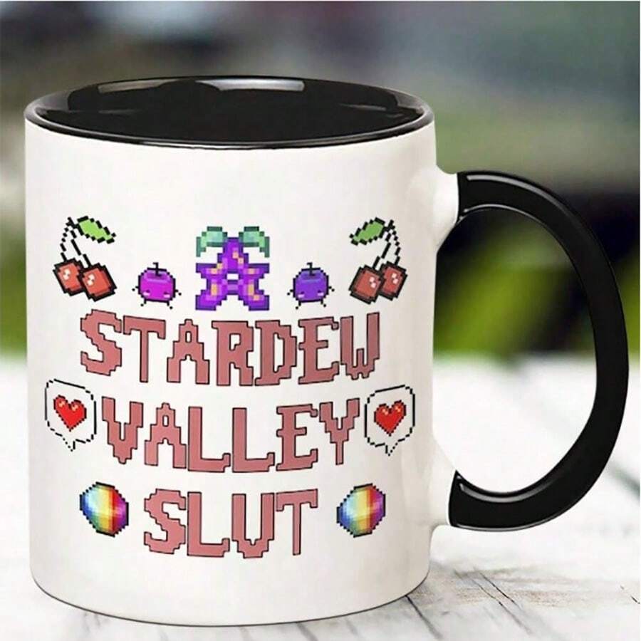 1pc Christmas Stardew Valley Mug, Stardew Valley Gift, Funny Stardew Valley Mug, 11 Oz Novelty Coffee Mug, Black For Family, Sisters, Best Friends, Lovers, Girlfriends - Multicolor - View 1