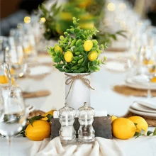 4pcs Artificial Eucalyptus Branches, Artificial Lemon Fruit Decor, Suitable For Home, Dining Table, Outdoor Farmhouse Garden, Room, Office Decor, Party, Wedding, Gift, Center Piece,Fake Plants