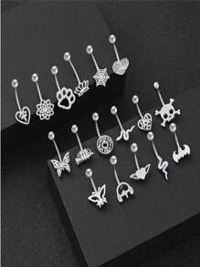 17 件简约不锈钢肚脐环、肚脐环肚脐首饰 - 多樣化肚釘 - 查看 11