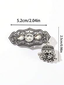 1 pieza Elegante Clip de Cabello de Estilo Vintage con Campana de Cristal y Borla, Aleación de Estilo Palaciego Chino, Apropiado para Atuendos Diarios, Fiestas y Todas las Estaciones