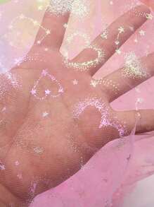 1pc Meteor Heart-Shaped Soft Tulle For DIY Princess Dress, Puff Dress, Clothing Material