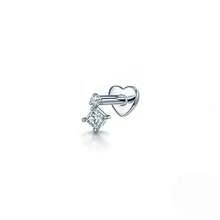 Pendientes de cartílago con diseño de estrella de ocho puntas y corazón de strass de plata esterlina 925, nuevo diseño roscado, de moda