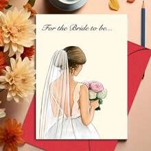 1pc Inspirational Greeting Card With Envelope - 6.29" X 4.33", Charming Cartoon Bridal Wedding Greeting Card With Envelope - Perfect For Engagements, Anniversaries