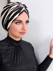 1 pieza Diadema turbante con estampado de rayas y forro - Gris - Ver 2