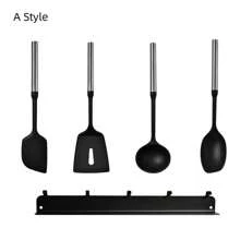 5pcs Stainless Steel Magnetic Handle Silicone Cooking Utensils Set With Hanging Rack, Heatproof & Easy To Clean Kitchen Tools For Cooking, Baking - Silicone Cooking Set With Magnetic Handle 5 Pieces - View 9