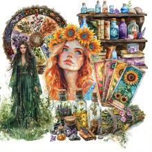 JAI IMAN 96-99pc Stickers Magic Theme With Colorful Magic Herb, Love Potion Plant, Florals, Jars, Ocean Crystals Patterns, For Junk Journal Supplies, Album Journal Sticker Stationery, Paper DIY Craft Kits, Suitable For Gift Wrapping Decor,Scrapbooking, Explosion Gift Box, Junkjournal, Greeting Cards, Bottle Stickers
