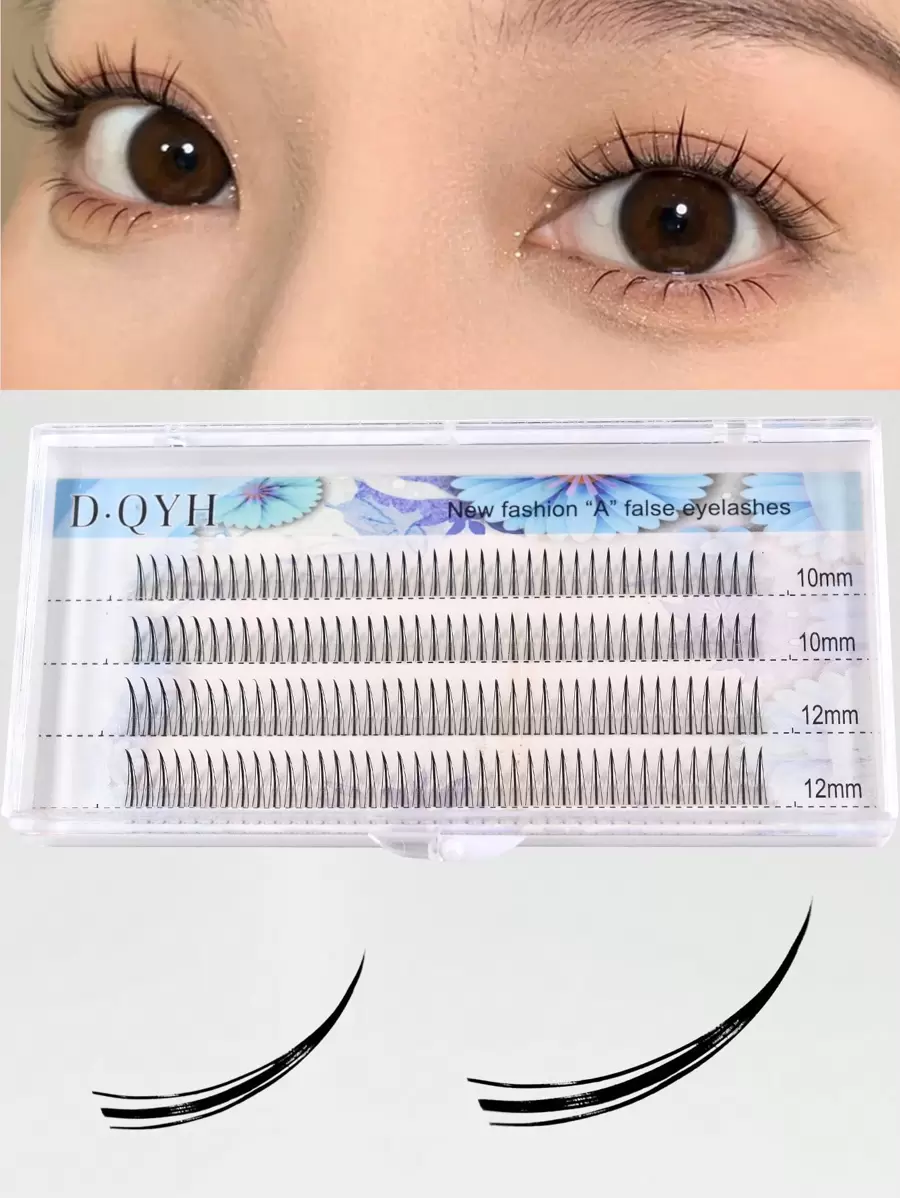 160 chiếc lông mi giả hình chữ C, 4 hàng, kiểu chữ A, tự nhiên, tinh tế, lấy cảm hứng từ anime, thích hợp sử dụng hàng ngày, tiệc tùng, trang điểm, quà tặng tuyệt vời cho phụ nữ, cụm lông mi, lông mi riêng lẻ, lông mi, lông mi giả - màu đen - Xem 1