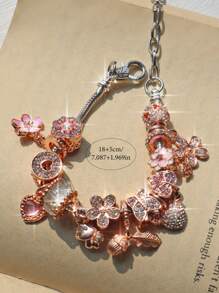 1pc Pink Sakura Flower Charm Bracelet; 1pc Cute Mushroom DIY Bracelet; 1pc Adjustable Butterfly & Flower Bracelet; 1pc Classic Heart Shaped DIY Bridal Wedding Bracelet