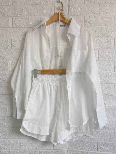 conjunto linho camisa com short