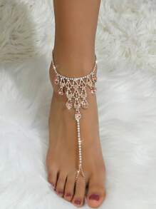 时尚镂空水滴水钻脚链，女士海滩派对婚礼首饰