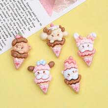 10 Pieces Of Mixed Cartoon Bright Face Animal SMILE BEAR LUCKY Hair Clip Hair Rope Cream Glue DIY Resin Accessories