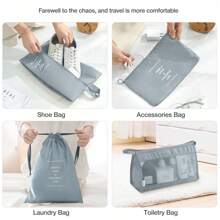8个装大容量便携式旅行收纳袋，多功能衣物收纳袋，洗漱用品收纳袋，可折叠行李收纳袋。适用于度假、旅行、商务旅行、聚会、派对、朋友、家人、同事、女士、万圣节礼物、圣诞节礼物、感恩节礼物、新年礼物 - 彩色 - 查看 6
