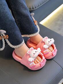 Lindas zapatillas para interiores y exteriores de verano con estampado de conejo antideslizante y de dibujos animados para niñas