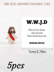 5/1 PVC Siliconen Materiaal Mini Jezus Beeld Paasdecoratie Ornament, Emotionele Ondersteuning, Emotionele Aanmoediging Cadeau Zak Knuffel Kaart, Een Beetje Dichtbij Van Mij Naar Jou, Gevuld Met Heel Veel Liefde En Dikke Knuffels Ook! Hou Heel Veel Van Jou, Jezus Zegen Je