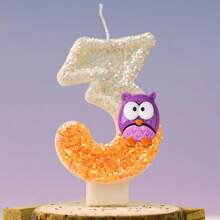 قطعة واحدة من شمعات أرقام 0-9 بتصميم البومة البنفسجية لديكور كعكة عيد الميلاد، تجربة جو احتفالي ملائمة لاحتفالات عيد الميلاد والزفاف وذكرى السنوية لكل من الأطفال والبالغين