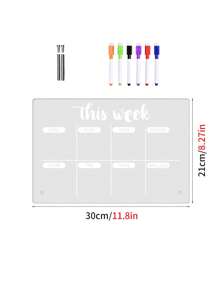1 pièce Tableau blanc de bureau rappel de calendrier en acrylique transparent (avec 6 marqueurs de tableau blanc), tableau d'affichage, tableau de planification de bureau, bloc-notes de mémo, tableau à effacer à sec