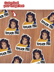 1~100Pcs Custom Facial Stickers In Multiple Sizes, Customized Photo Stickers, Personalized Stickers, Custom Logo Stickers, Children's Birthday Party Photo Stickers, Party Sponsorship Stylish, Ideal Gifts For Him, Ideal Gifts For Her, Boyfriend, Girlfriend, Dad, Mom, Family, Friends, Son, Daughter, School Students, Office, Tea Room, School, Home, Home Refresh