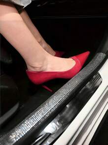 حماية سقف باب السيارة بطول 60 سم مزينة بالبللور واليشم واليشم - لاصقة ذاتية، من مواد بلاستيكية قابلة للتقطيع للجانب الأيسر من المركبة