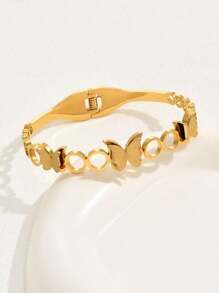 1 件优雅不锈钢手镯，简约设计，金色