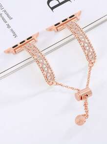 1pc Apple Watch Band , Hot New Elegant Female Gold Rose Gold Silver Black Luxurious Shiny Crystal Diamond Inlaid With Crystal Diamond Apple Watch All Crystal Diamond Adjustable Bracelet, Compatible With Se, S10/9/8/7/6/5/4/3 Series, Suitable For Boyfriend/Girlfriend Dates And Gifts, Apple Watch Smartwatch 40mm/41mm/42mm, Watch Accessories