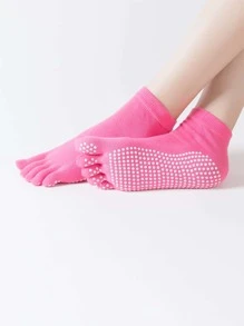 1 par de calcetines de yoga de dedo separado, con punta y talón abiertos, profesionales, con atmósfera difuminada para mujeres que practican yoga avanzado, calcetines de dedo altamente atractivos