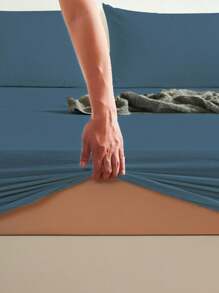 1 pièce Drap-housse en coton 100% de couleur bleu poussiéreux, protecteur de matelas, housse de matelas pour lit, drap de lit, doux et respirant, pour lit de toutes tailles - simple, double, king, queen. Avec poche profonde allant jusqu'à 30 cm. Literie pour dortoir, retour à l'école